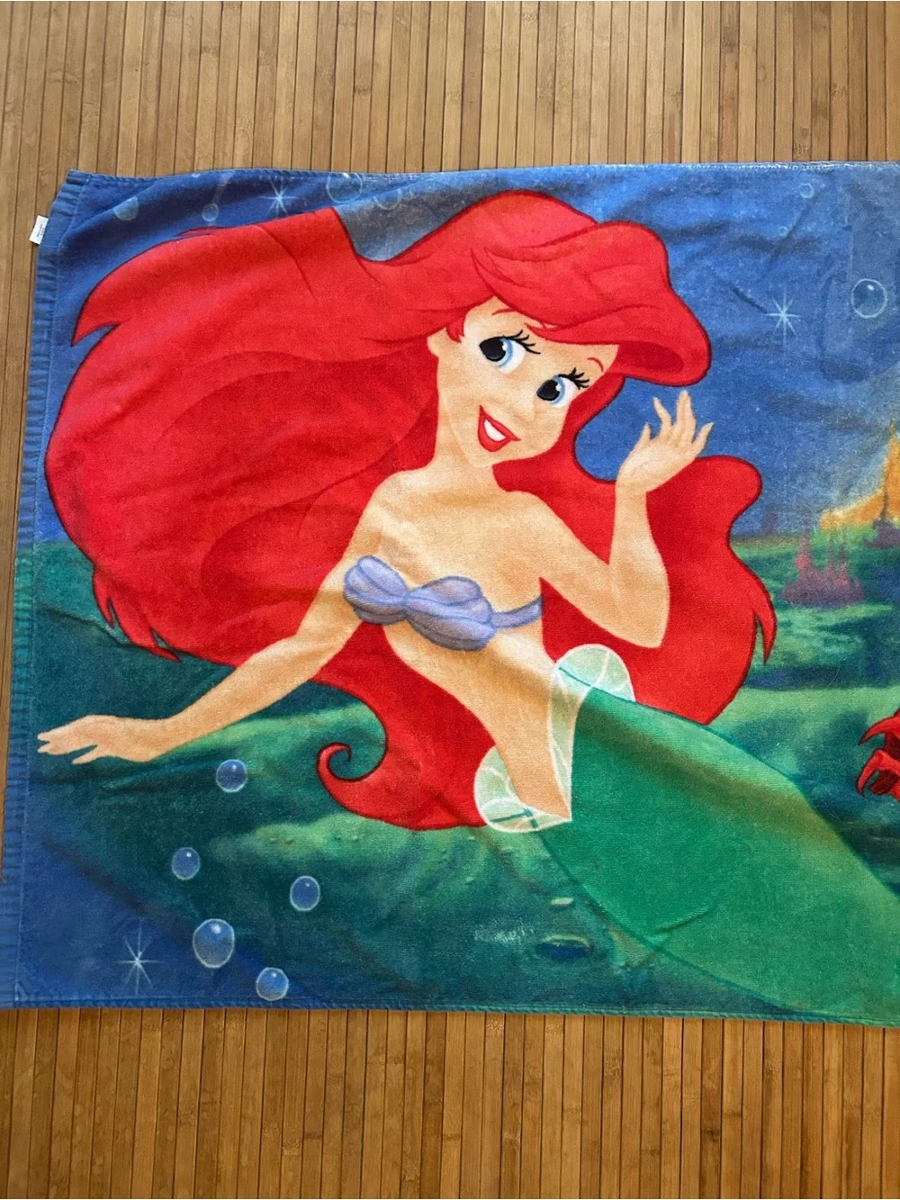Disney Ariel and Flounder Summery 100% Cotton Bath Towel Great for the Pool